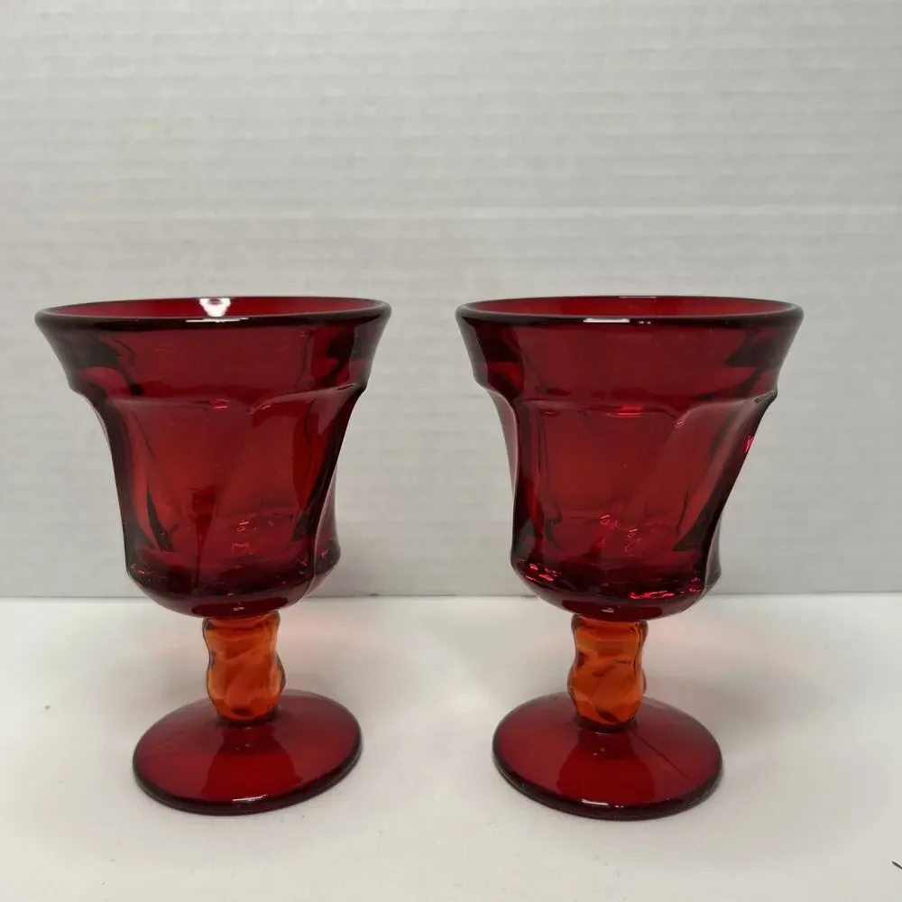 Vtg Fostoria Glass Jamestown Ruby Red Wine 4.5